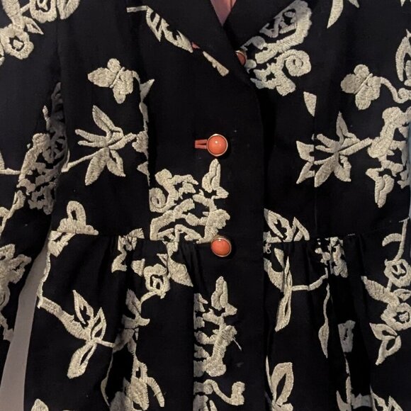 Plenty Tracy Reese Velvet Embroidered Jacket Crewel Princess Coat Girly Flare - Picture 8 of 8